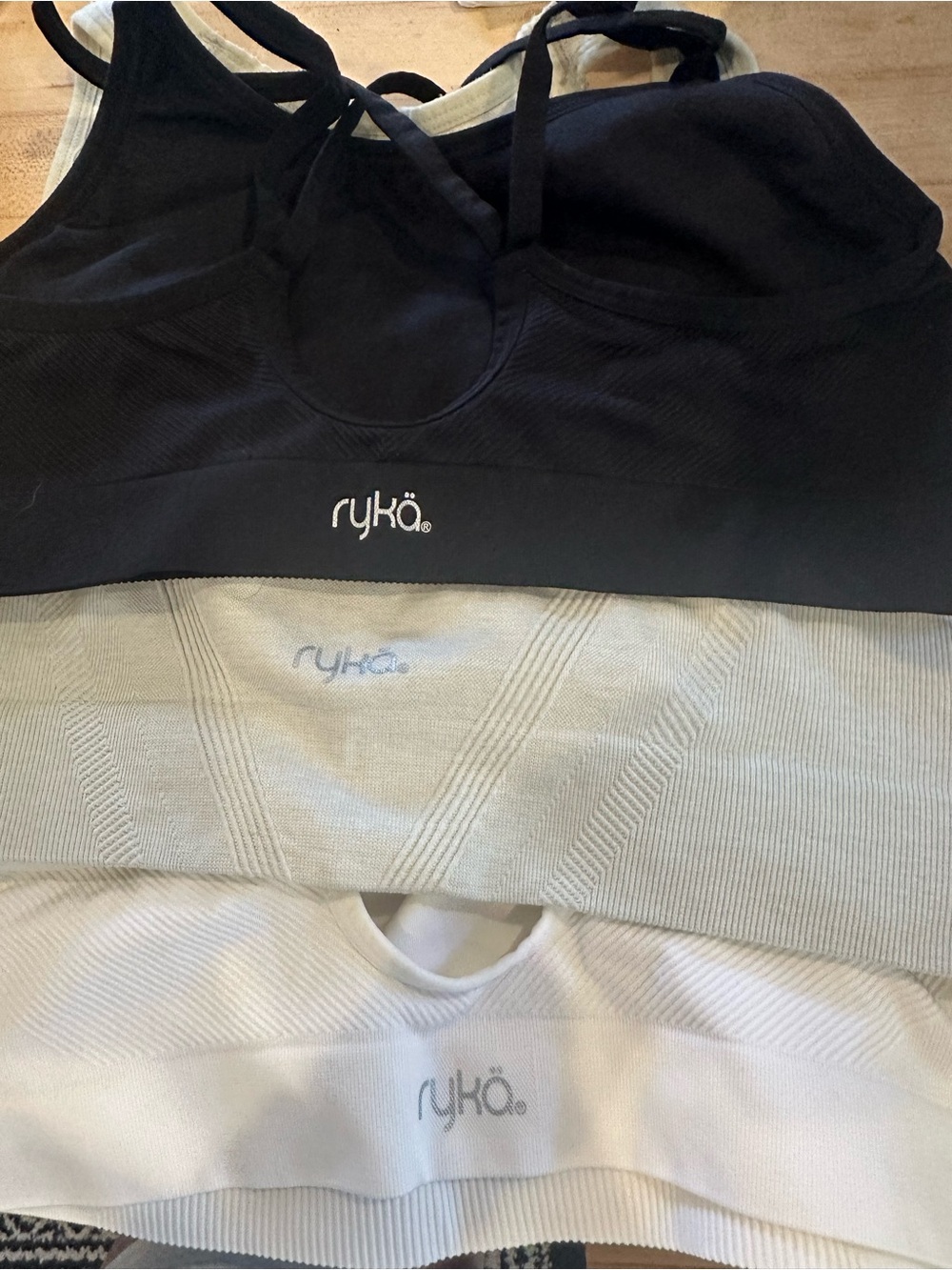 Ryka Black, White, Grey sports Bras XL  Activewear 3 Pieces